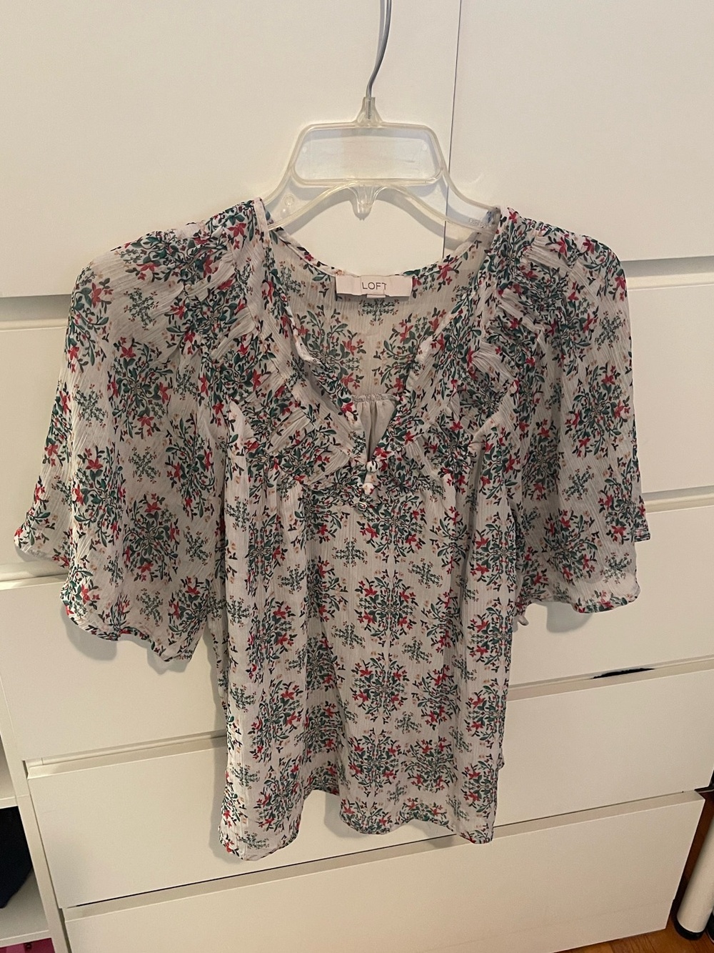 Loft Floral Pleated Flowy Top